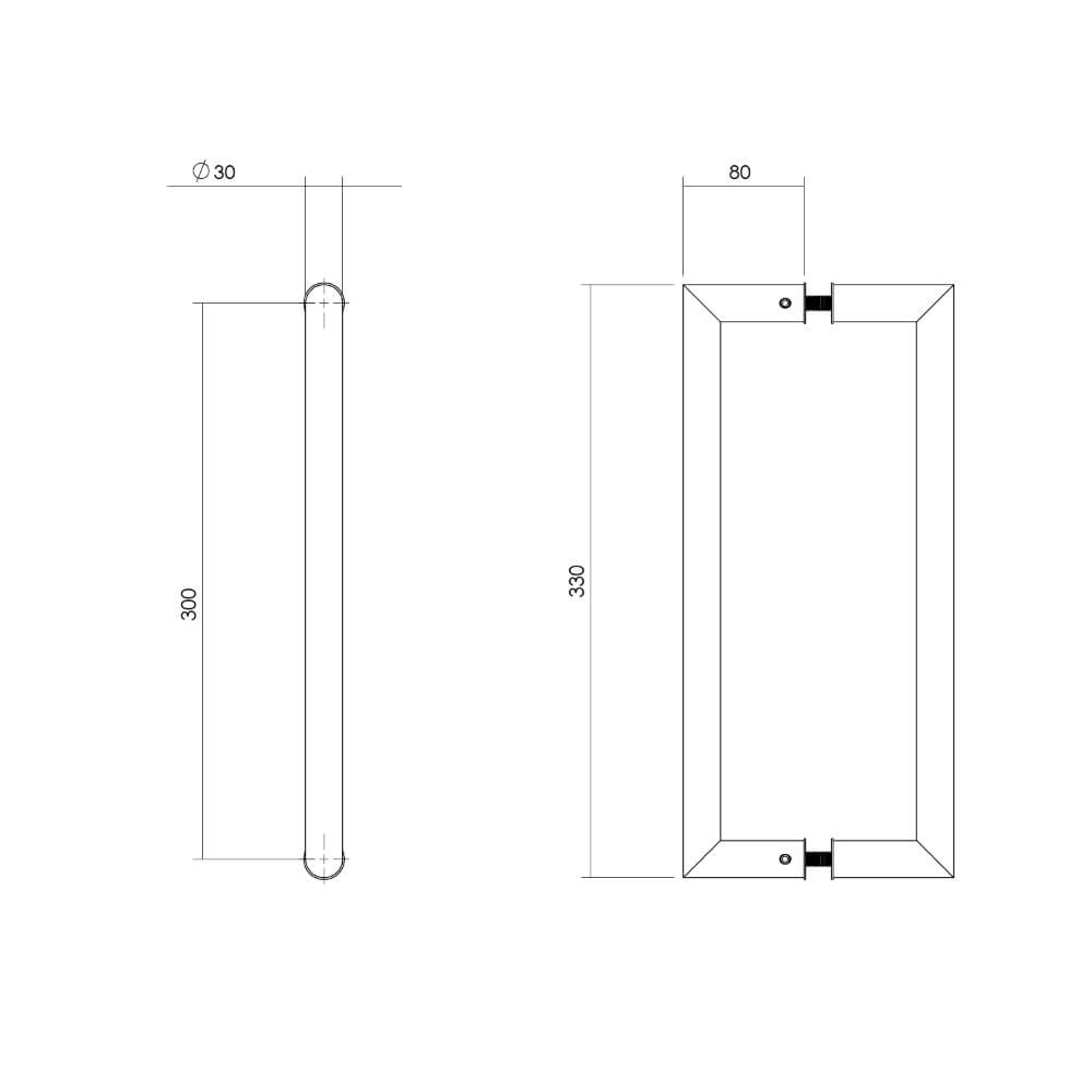 Door handles straight Gripon 33cm per pair stainless steel Intersteel 8714186465189