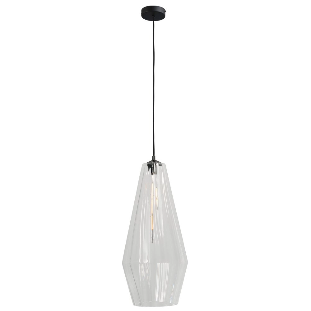 Black hanging lamp Diamond 27cm with clear glass