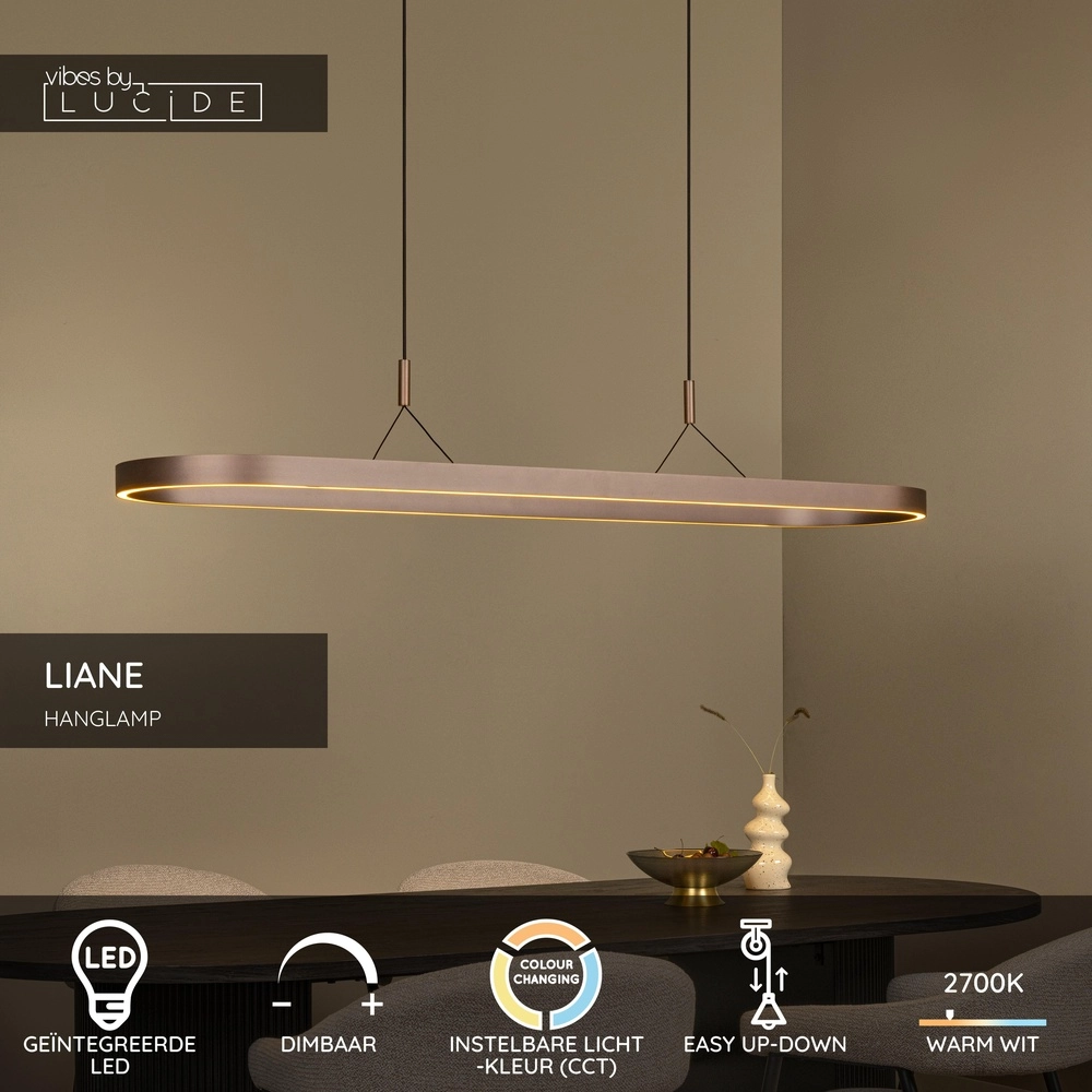 Oval pendant lamp Liane Rusty brown Lucide Vibes 5411212461117