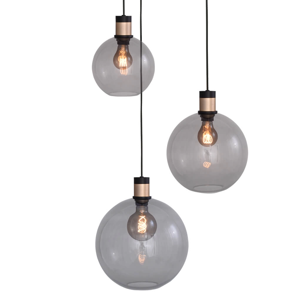 Vide hanging lamp Lazise 2 3-light gold with black Masterlight 8718121303833