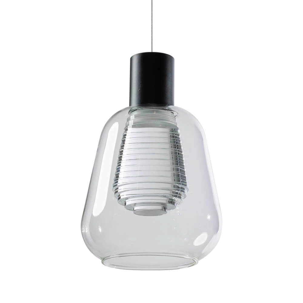 Glass pendant lamp Gary Black with clear glass
