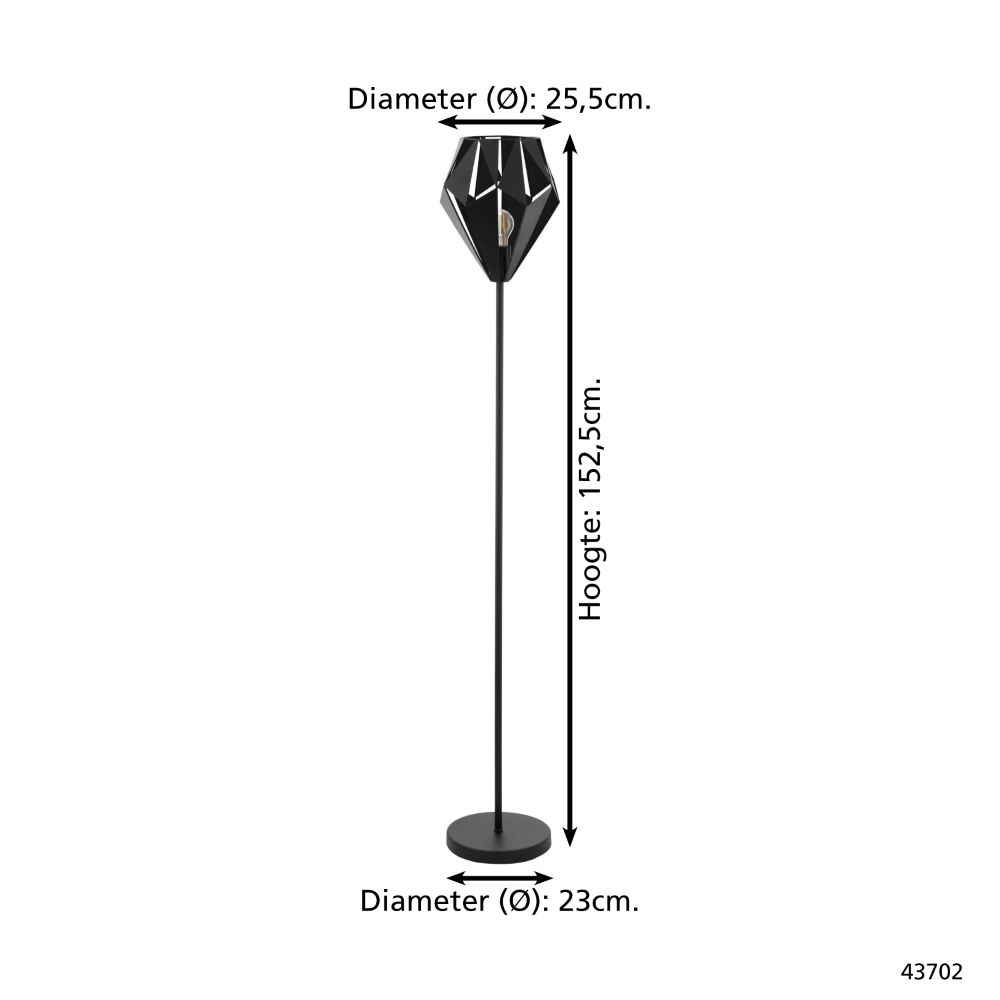 Black floor lamp Carlton 5 Ø 25.5cm Eglo 9002759437022