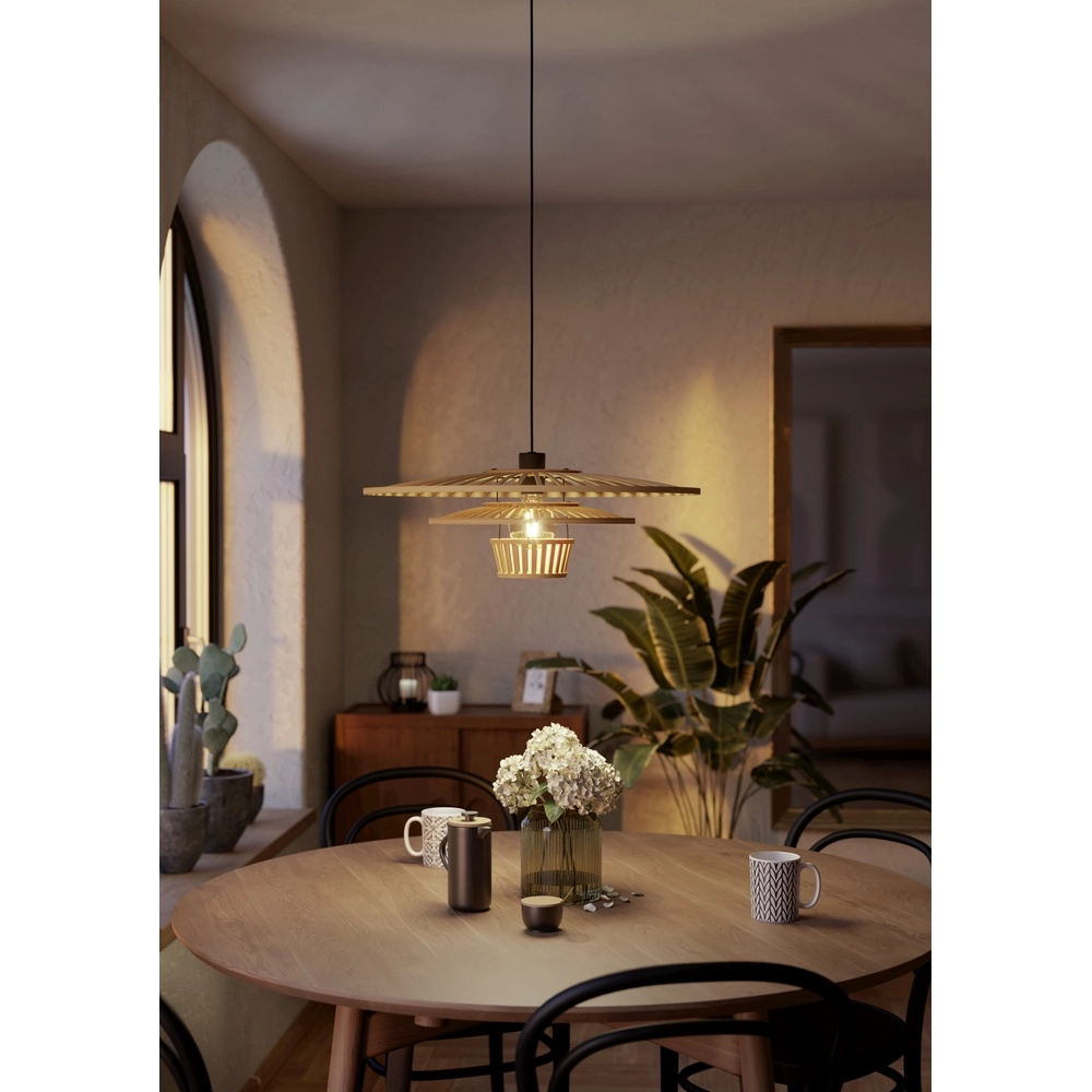 Wooden pendant lamp Lydney Ø 57cm Eglo 9002759440121