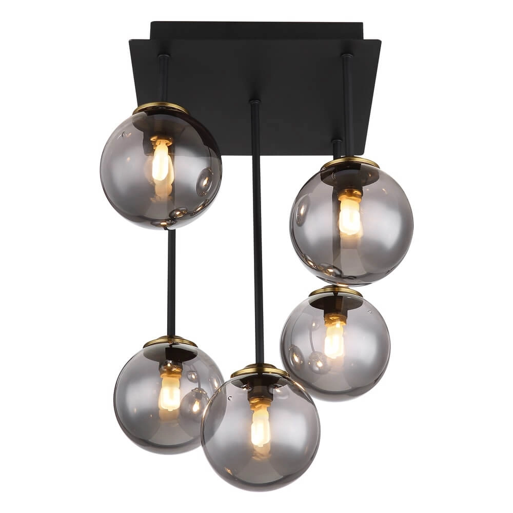 Black ceiling lamp Jorge Sphere Smoke Glass 5-lights Globo 9007371431199