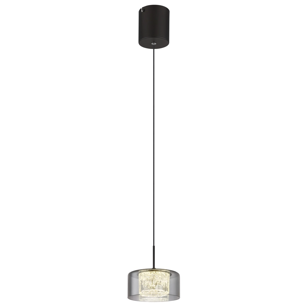 Design pendant lamp Fogsy Single black with smoke glass