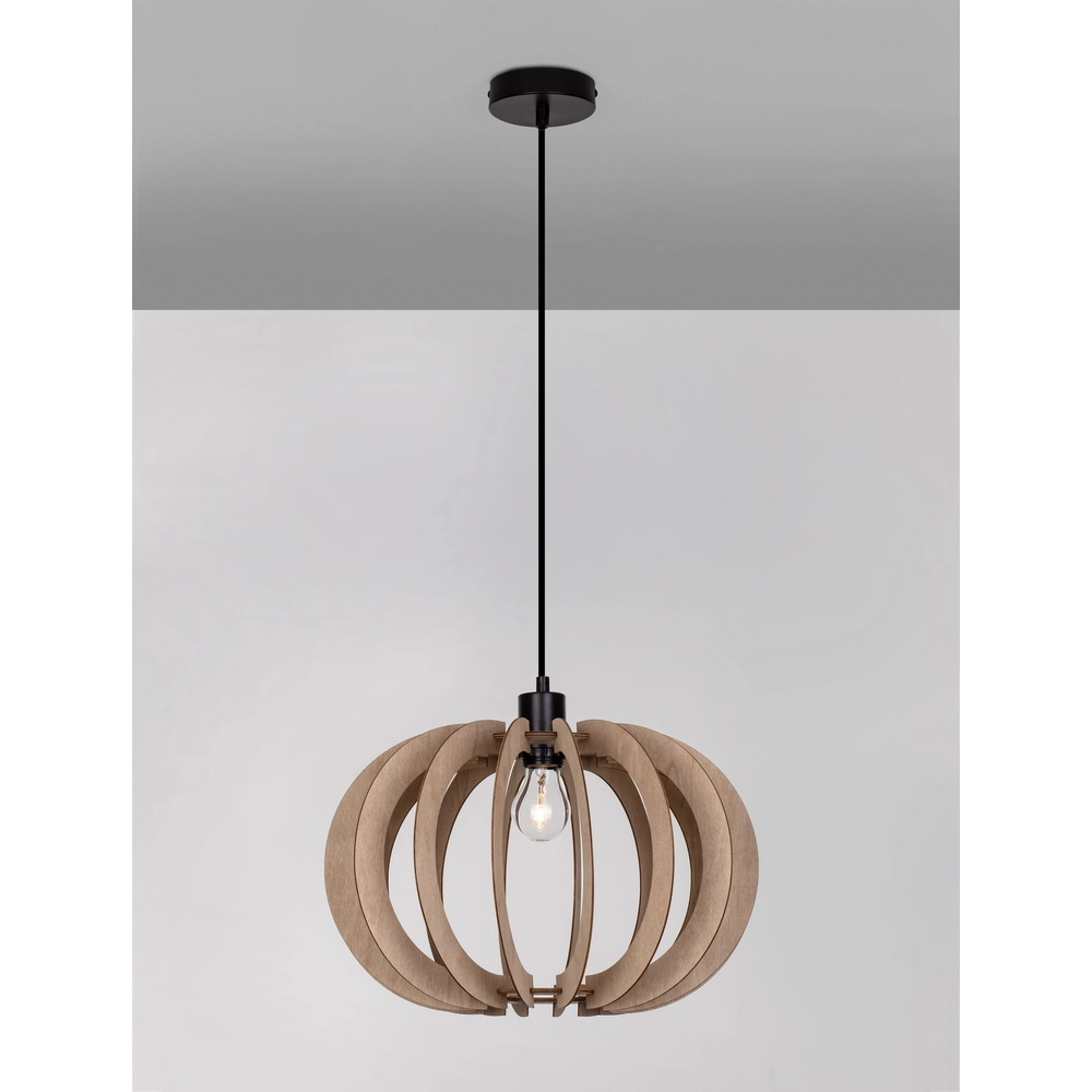 Wooden pendant lamp Ottoline dark Ø 40cm