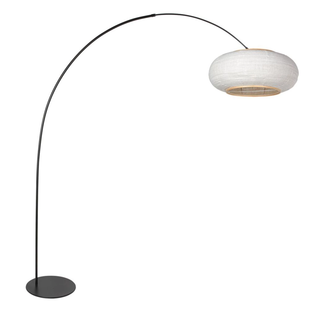 Black floor lamp Curve with white shade Ø60cm