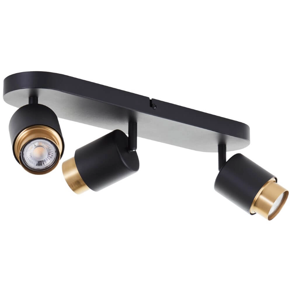 3-light surface-mounted spotlight Covelo black with gold Brilliant 4004353441363