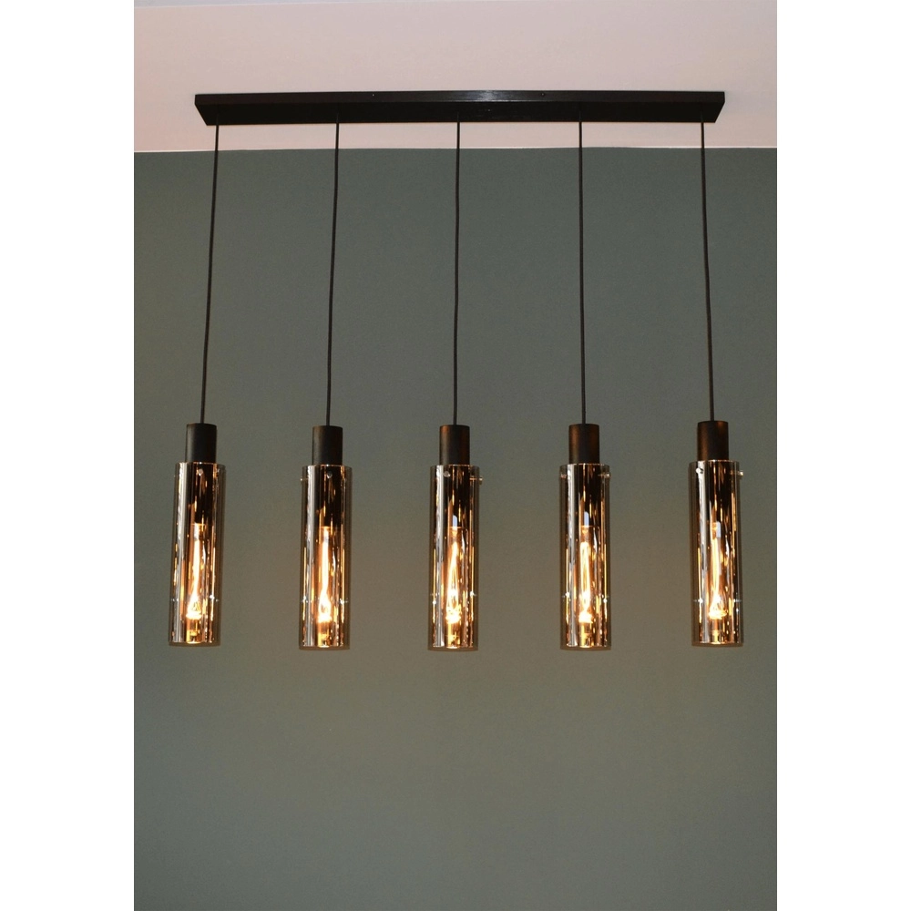 5-light pendant lamp Orlando smoke glass Lucide 5411212740748