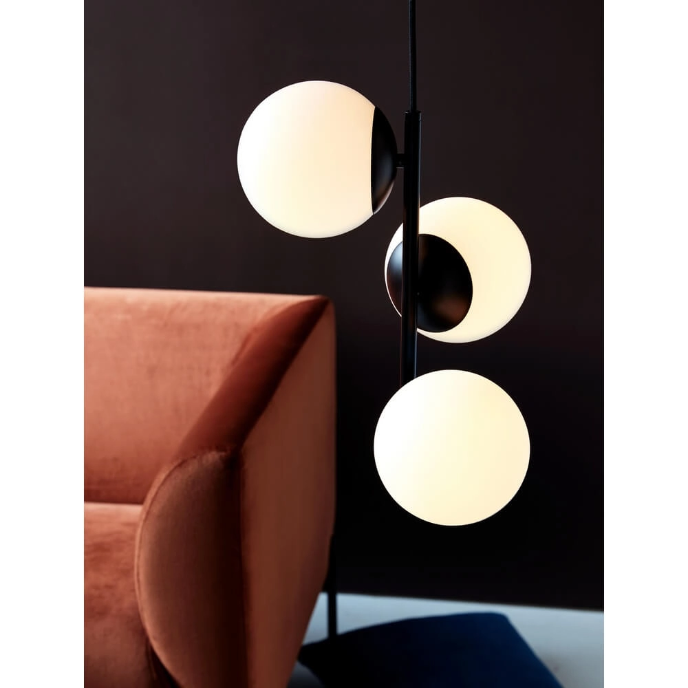 Pendant lamp Lilly 3-light black with white sphere Nordlux 5701581458987