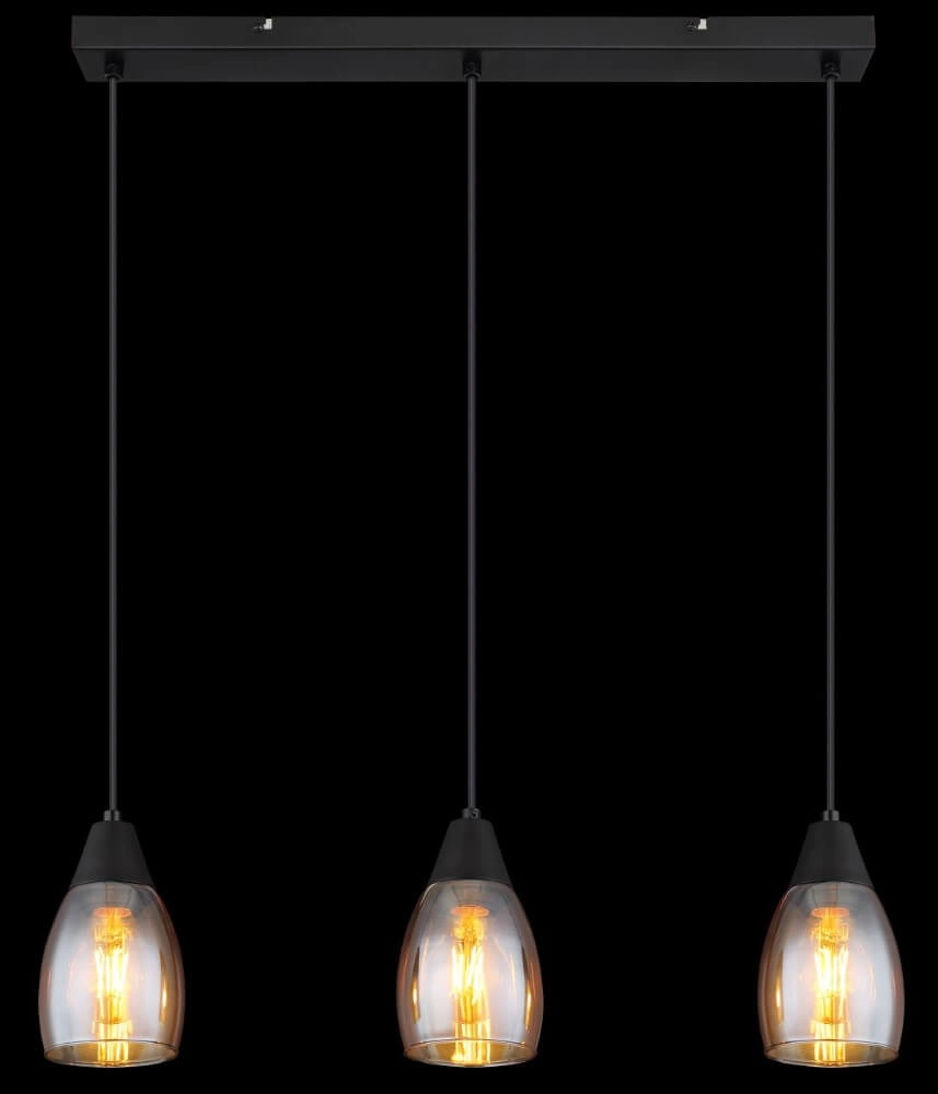 3-light pendant lamp Reid Amber glass Globo 9007371438730