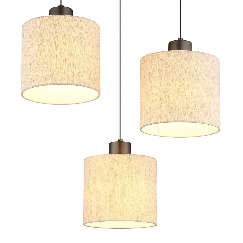 Gunmetal pendant lamp Thea 3-light round Globo 9007371586042