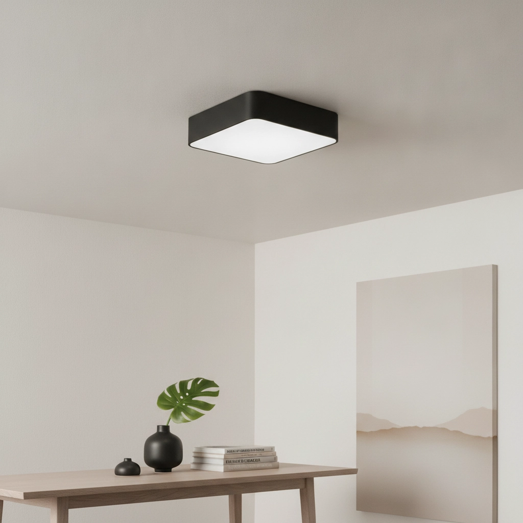 Square ceiling lamp Ragu black 46cm