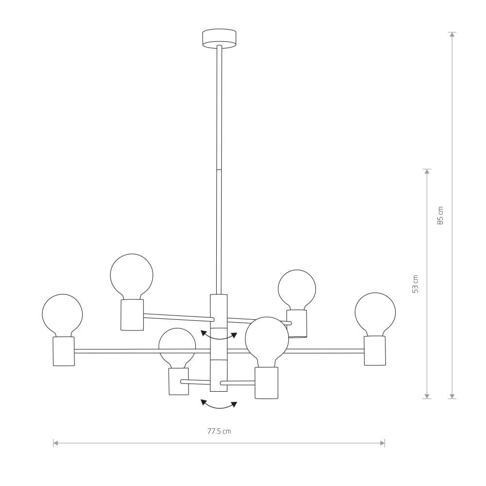 Black hanging lamp Radius 6-light Lyora 5903139793292