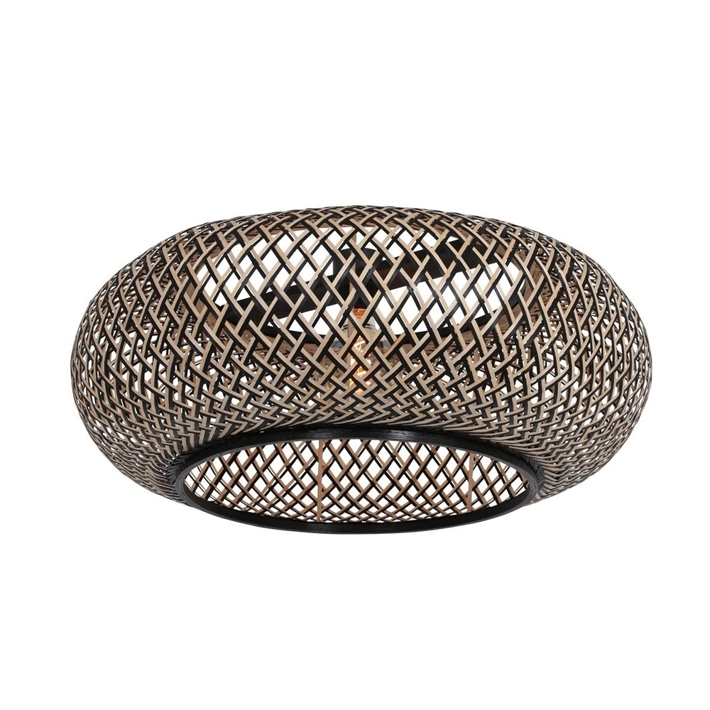Wall lamp Elegant Classy with rattan and black hood Steinhauer 8712746182446