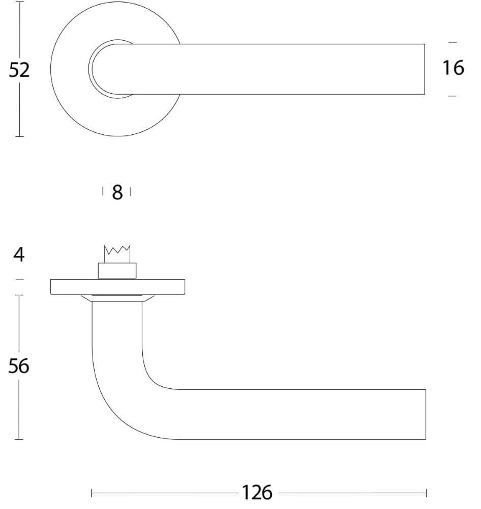 Tight door handle Recht Stainless steel Intersteel 8714186060803