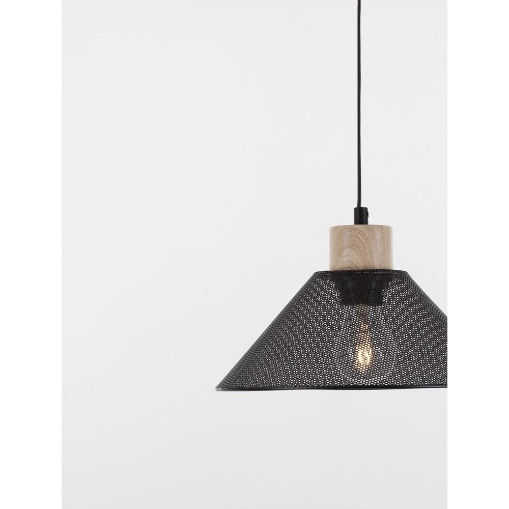 Design pendant lamp Ian black with wood Lyora 5212017436245