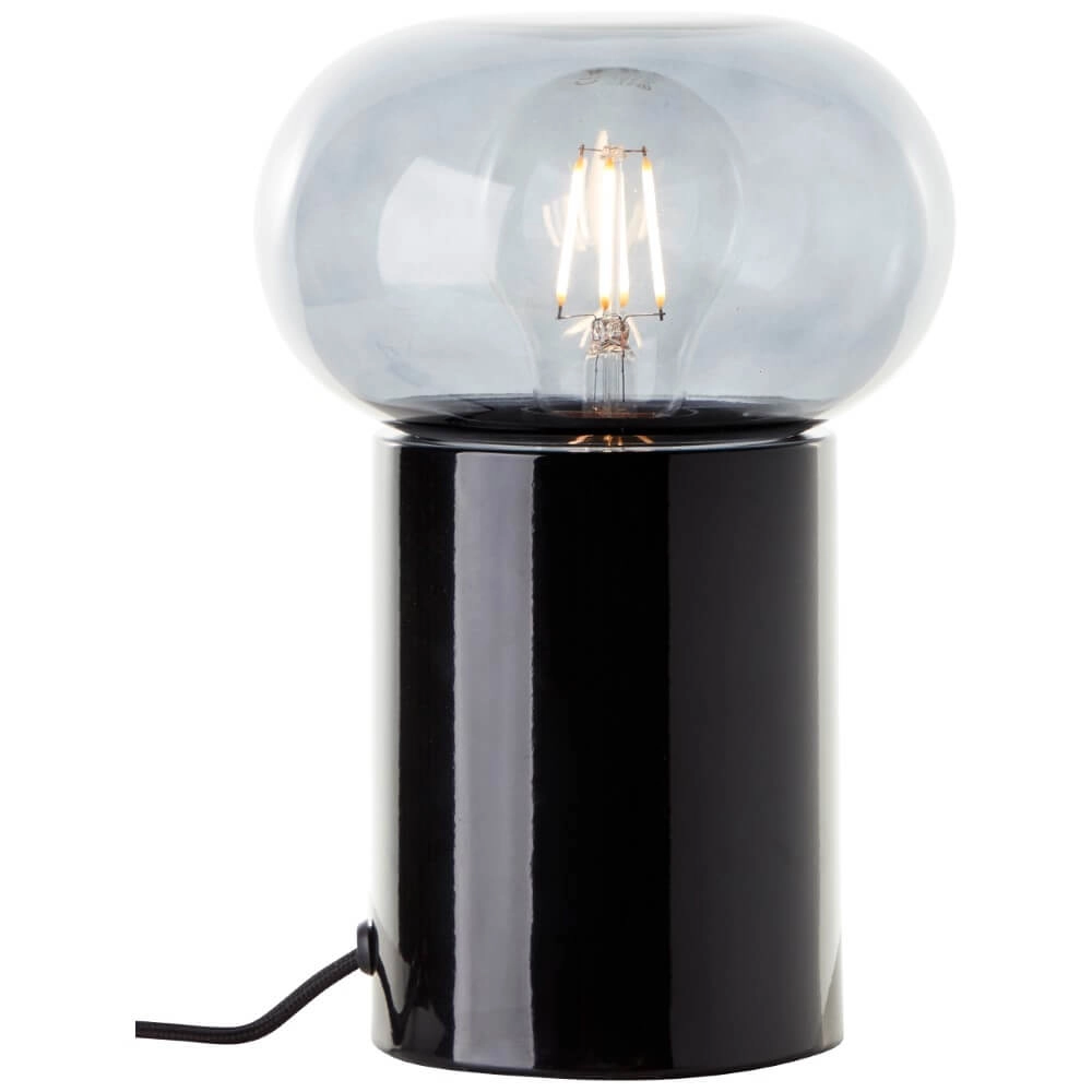 Black table lamp Knut with smoke glass Brilliant 4004353430169