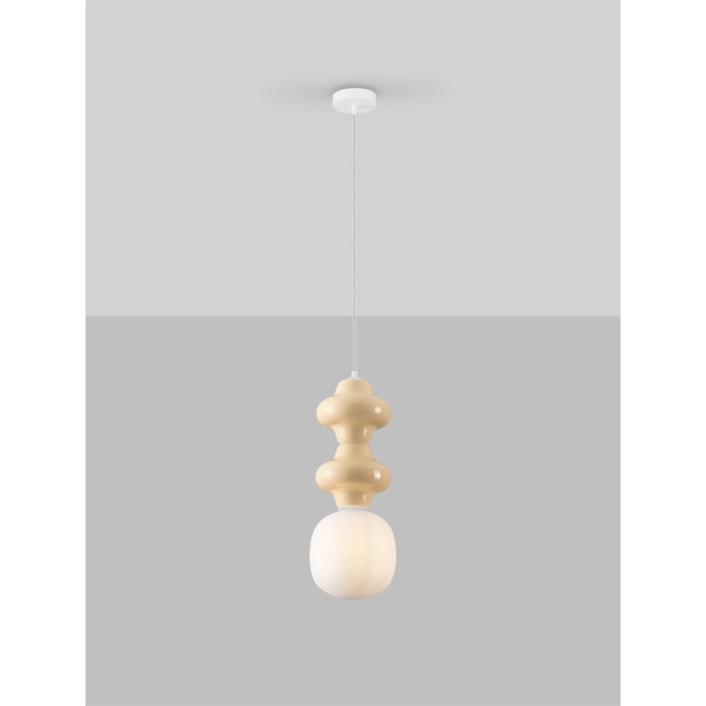 Pendant lamp Clio M yellow ceramic with white glass Lyora 5212017461223