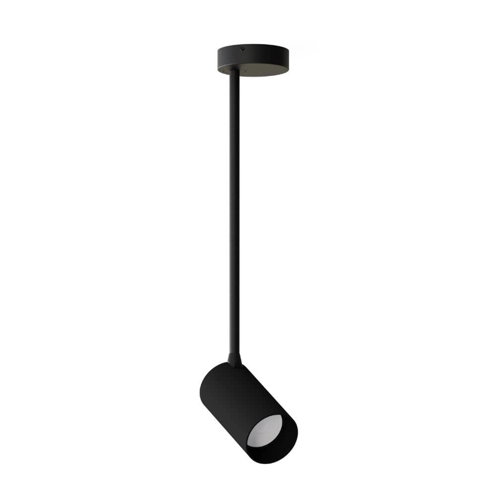 Black surface-mounted spotlight Mono Long tiltable