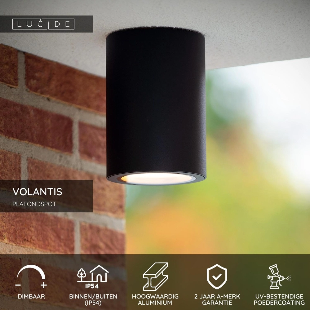 Ceiling spotlight Volantis black IP54 Lucide 5411212272034