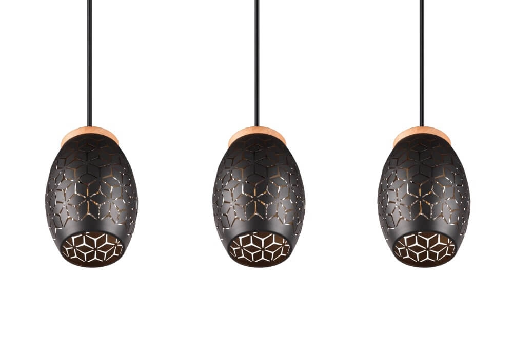 Black gold hanging lamp Bidar 3-light Trio 4017807574890