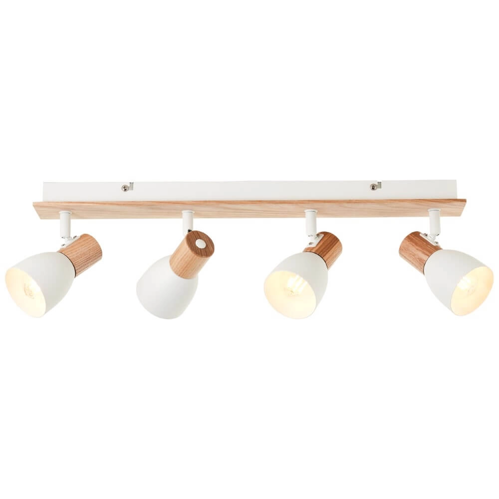 Ceiling lamp Daintree 4-light white with wood Brilliant 4004353413452