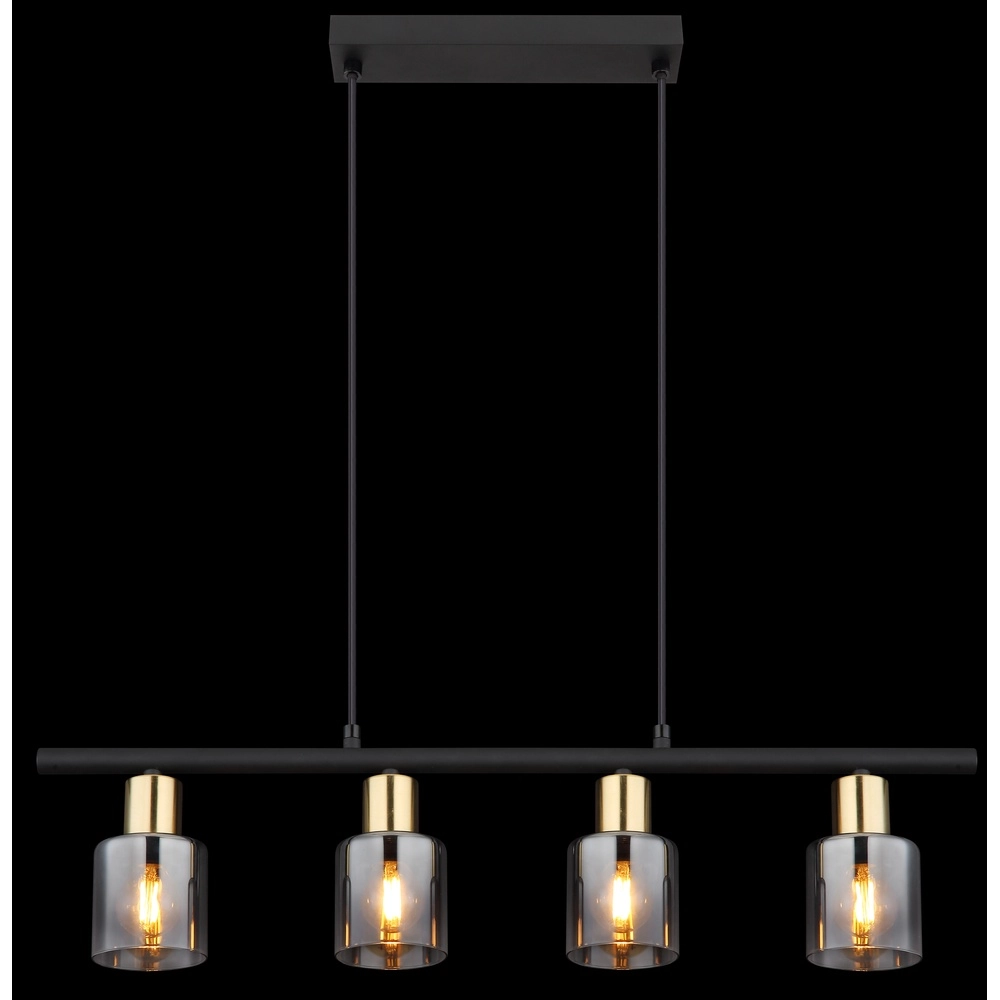 4-light pendant lamp Hollsy black with smoke glass Globo 9007371454853