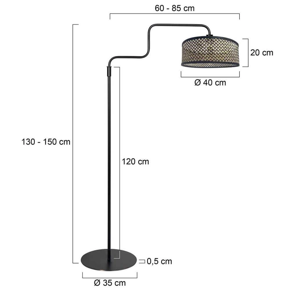 Floor lamp black Bloeba with bamboo Steinhauer 8712746177022