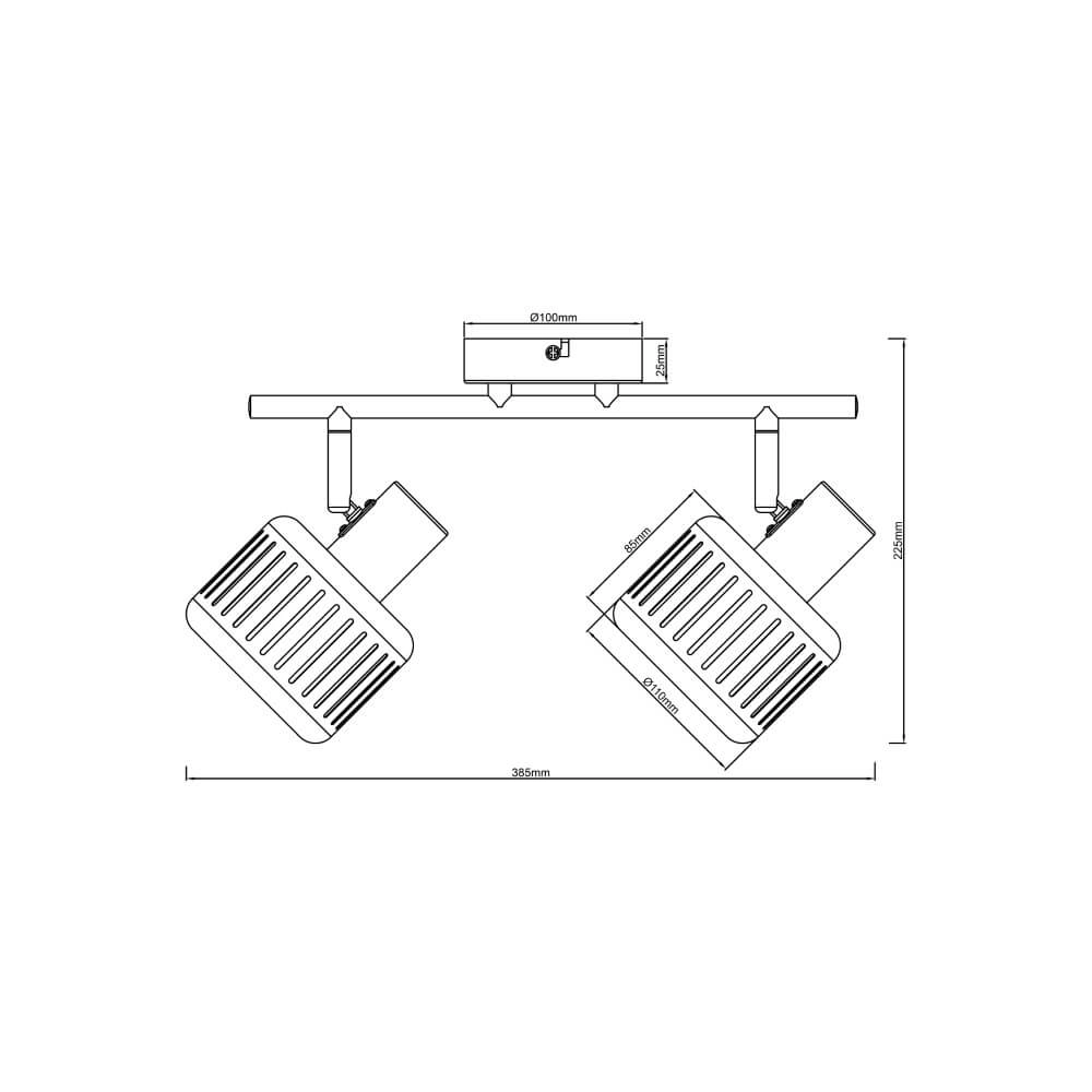 2-light ceiling lamp Tyas black with gold Brilliant 4004353424328
