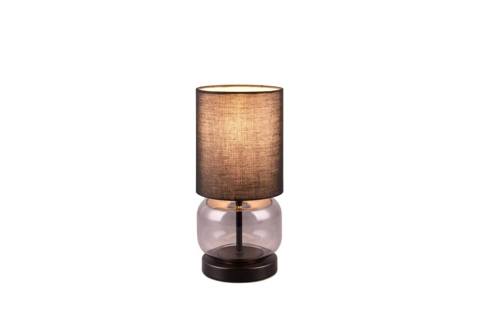 Black table lamp Elio with smoke glass