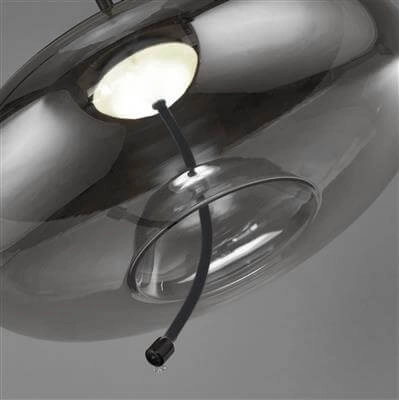 Pendant Lamp Glass Lisbon black with smoke round glass Searchlight 5053423190334