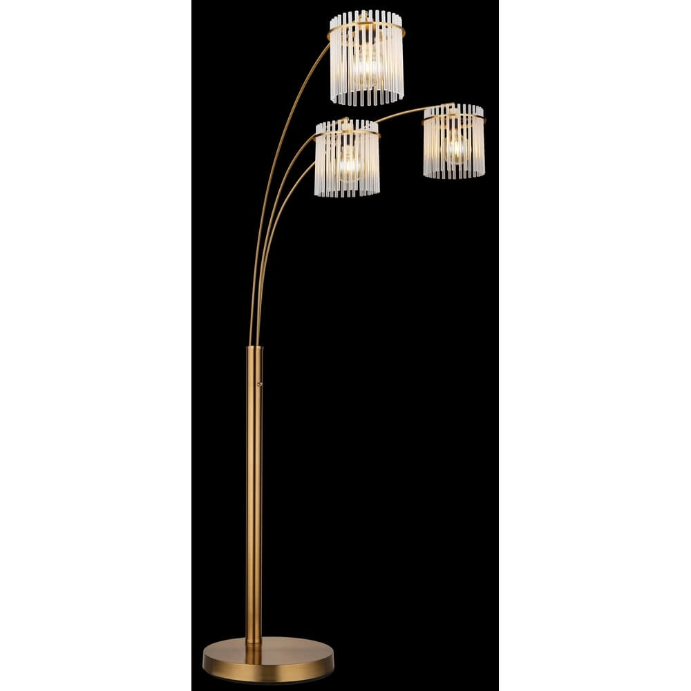 Golden floor lamp Gorley with glass 3-light Globo 9007371481019