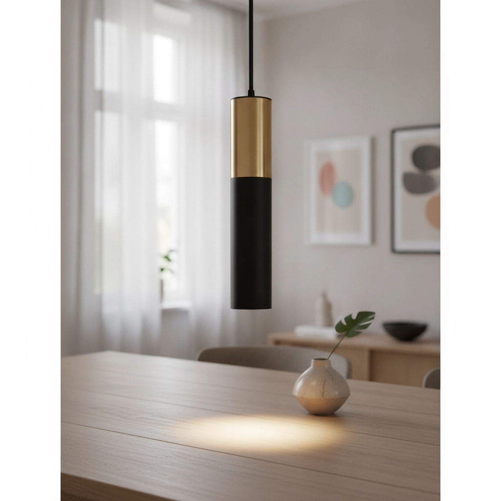 Pendant lamp Pongo M single 30cm gold with black