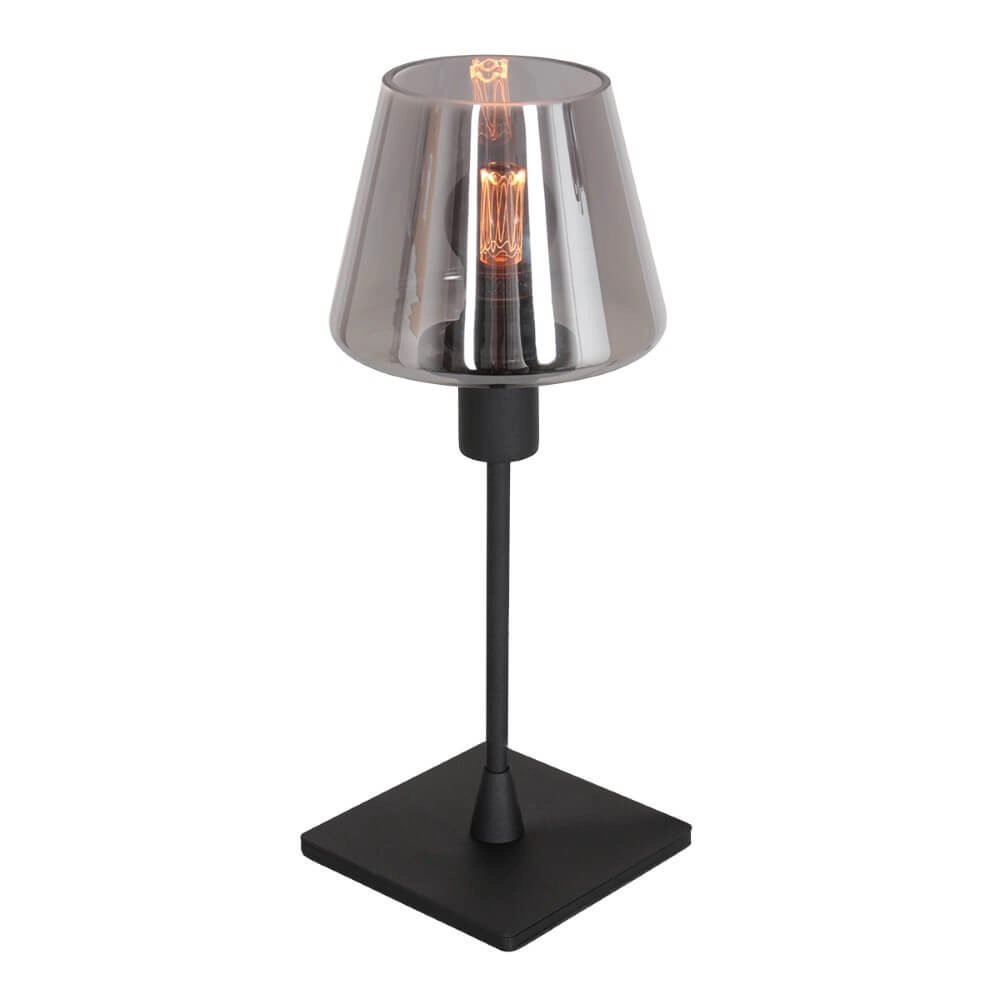 Black table lamp Ancilla with smoke glass