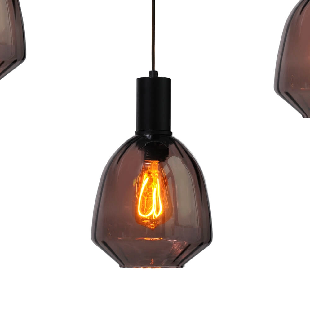 5-light hanging lamp - black - Porto with Nicolette red glasses Masterlight 8718121270340