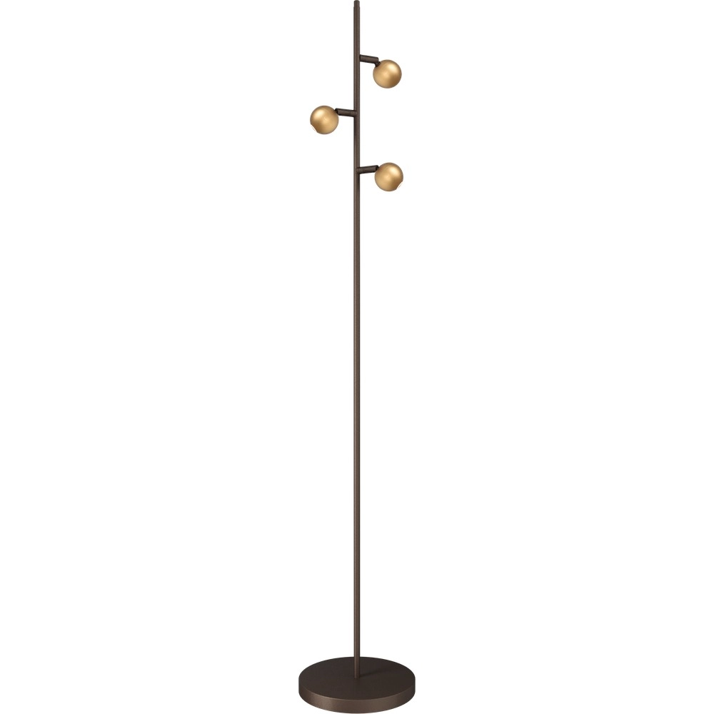 3-light floor lamp Talana cocoa brown with gold