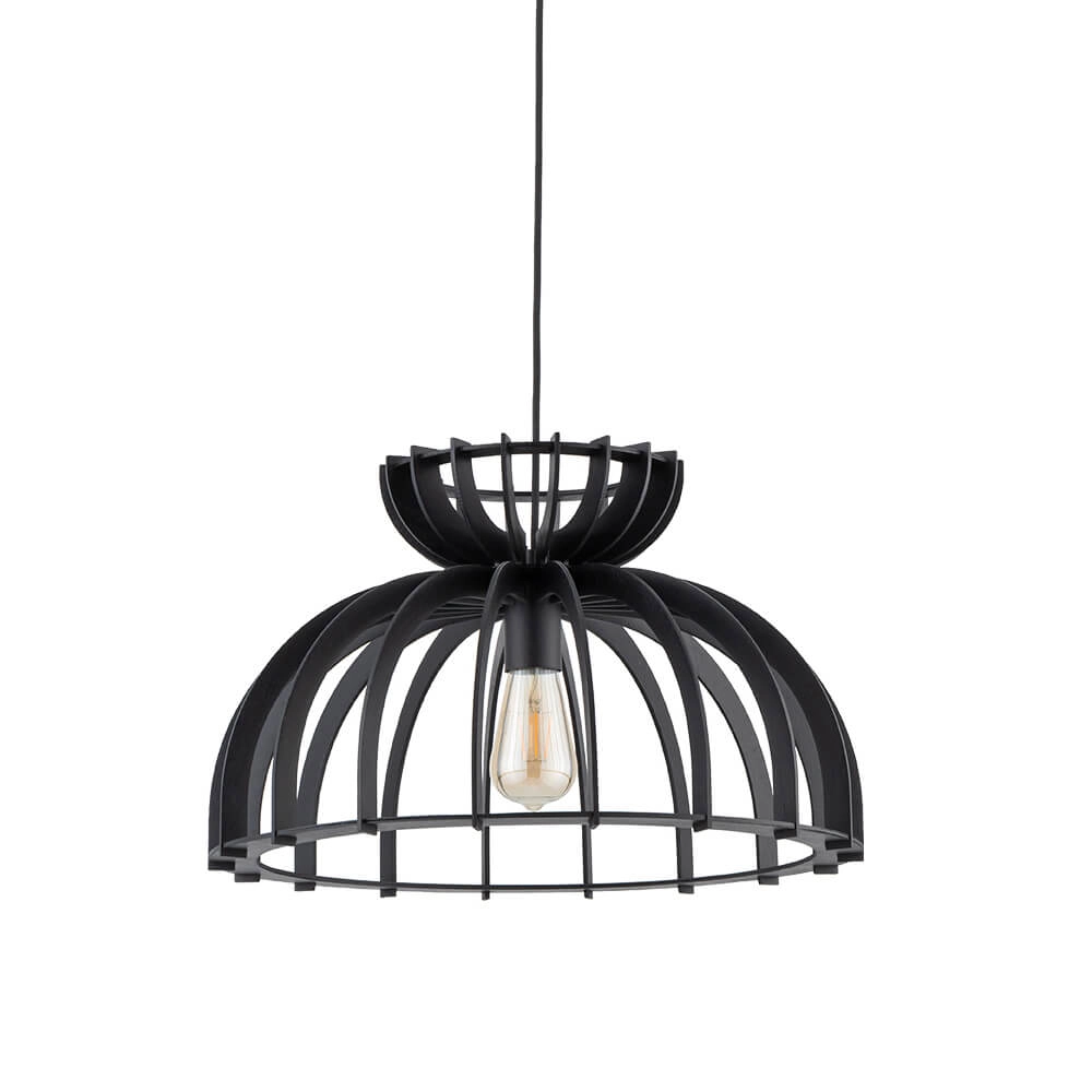 Wooden hanging lamp Kymi Ø 48cm - black