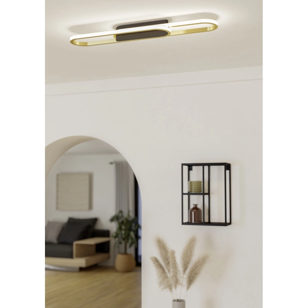 Sleek ceiling lamp Conivarena black with gold Eglo 9008606357116