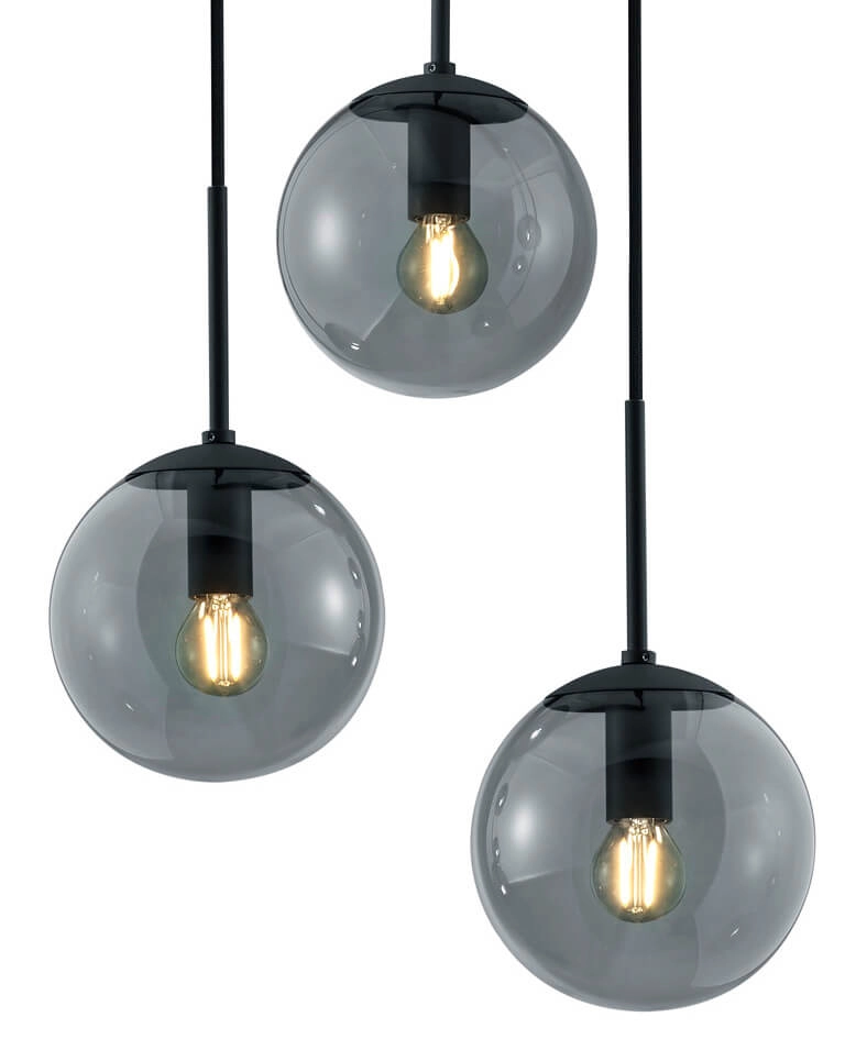Vide pendant lamp Balini black with smoke glass Trio 4017807468625