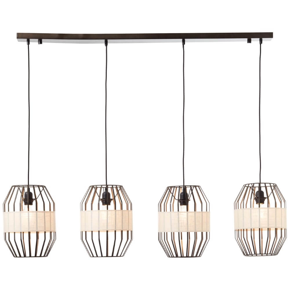 Hanging lamp Slope 4-light black with sand color