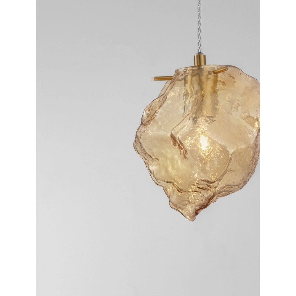 Pendant lamp Odelle Gold with amber glass Lyora 5212017434388