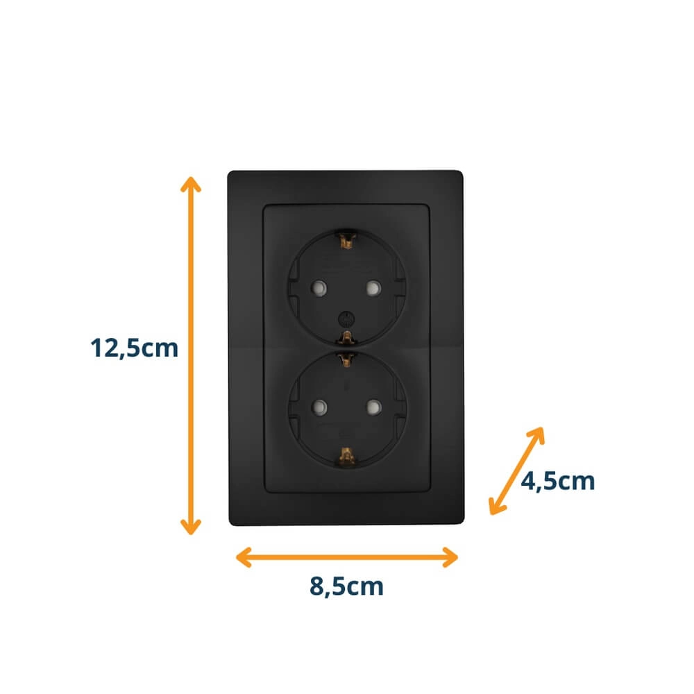 Wall socket Paris 2-gang with earth leakage circuit breaker Lyora 4008224657006