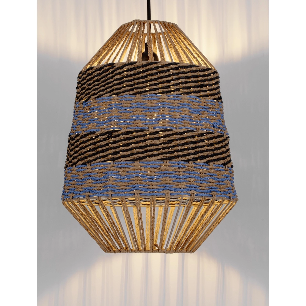 Rattan pendant lamp Copos blue with brown Lyora 5212017477361