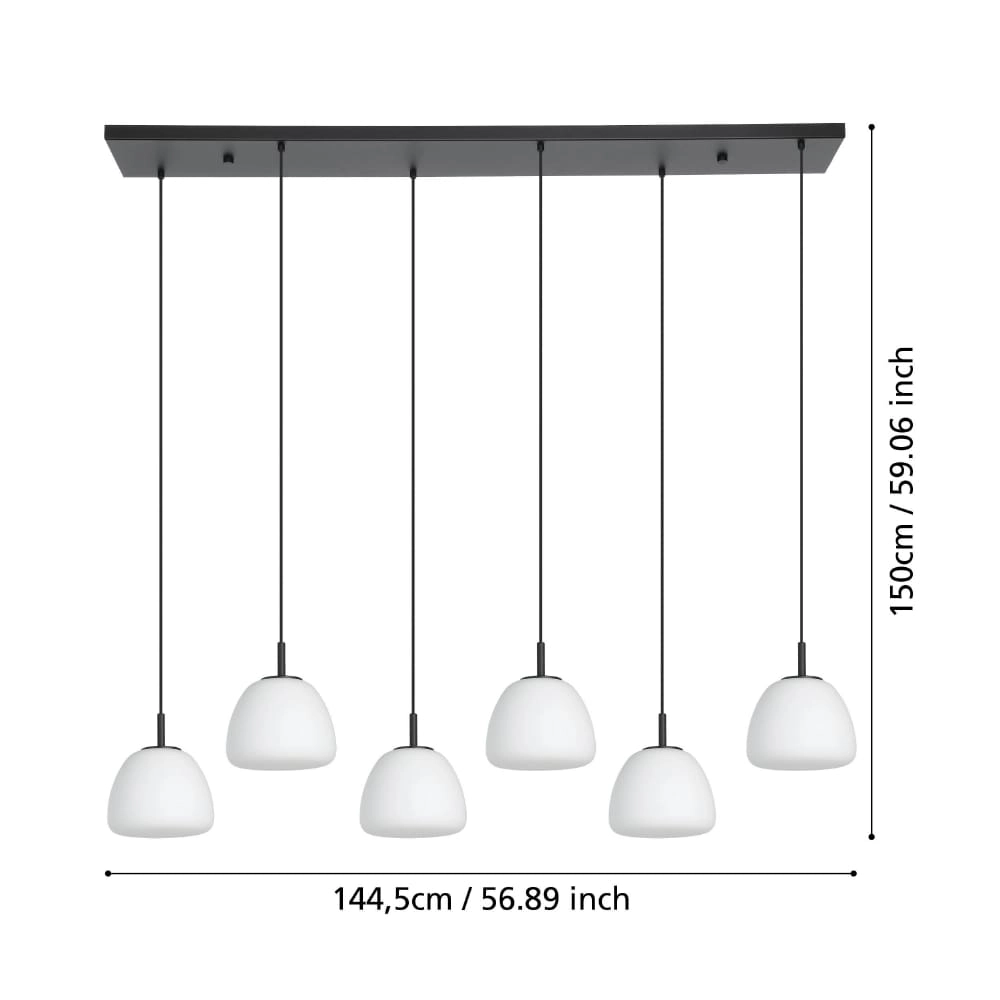Dining room hanging lamp Balmes 5x opal glass Stars of Light 9008606243174
