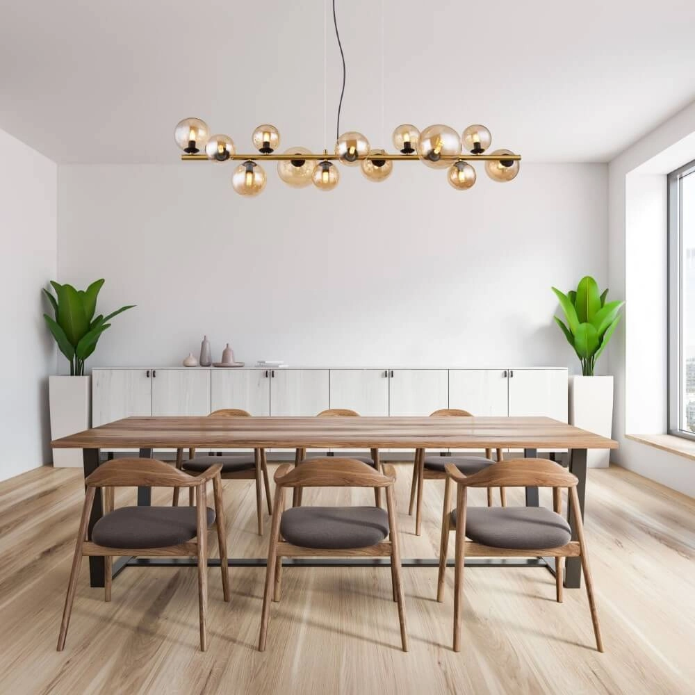 Golden pendant lamp Riha design with amber glass Globo 9007371448838