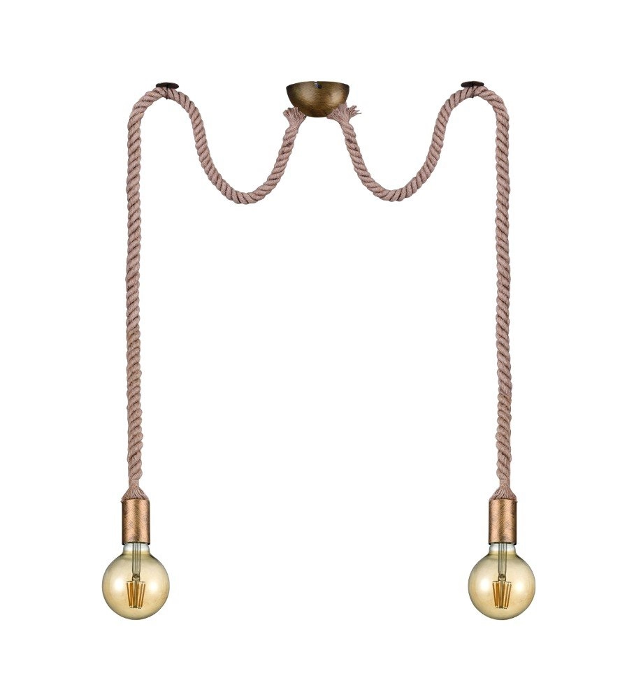 Pendant lamp Cord rope lamp 2-light bronze Trio 4017807408591