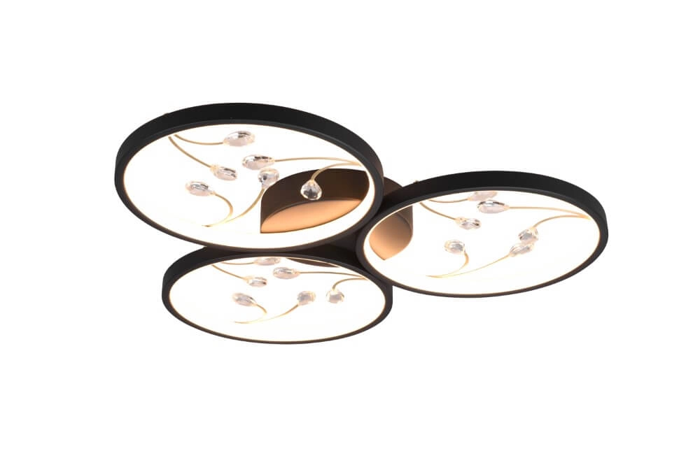 Black LED ceiling light Groovy 3-light Trio 4017807541816