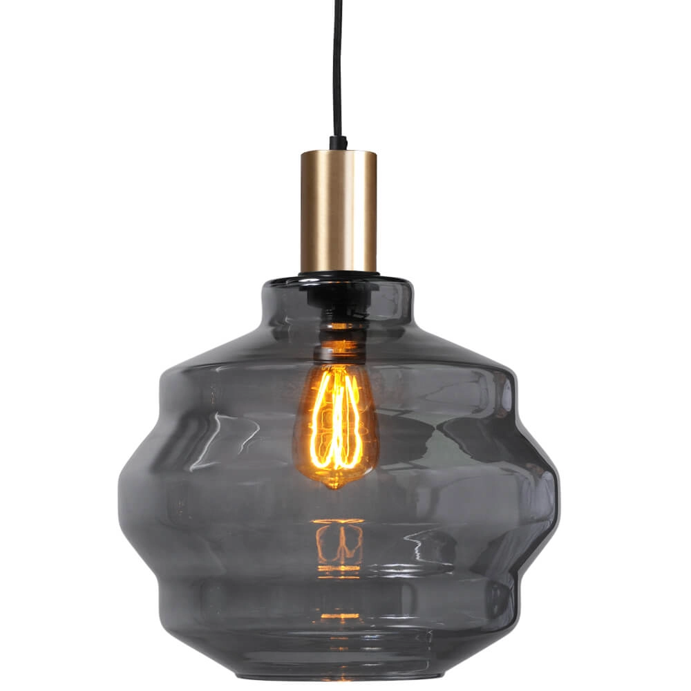 3-light hanging lamp - gold - Porto with Ball smoke glasses - Ø 30cm Masterlight 8718121269610