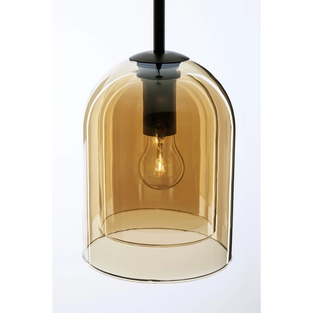 Pendant lamp Velor Single black with amber glass Lyora 5212017431202